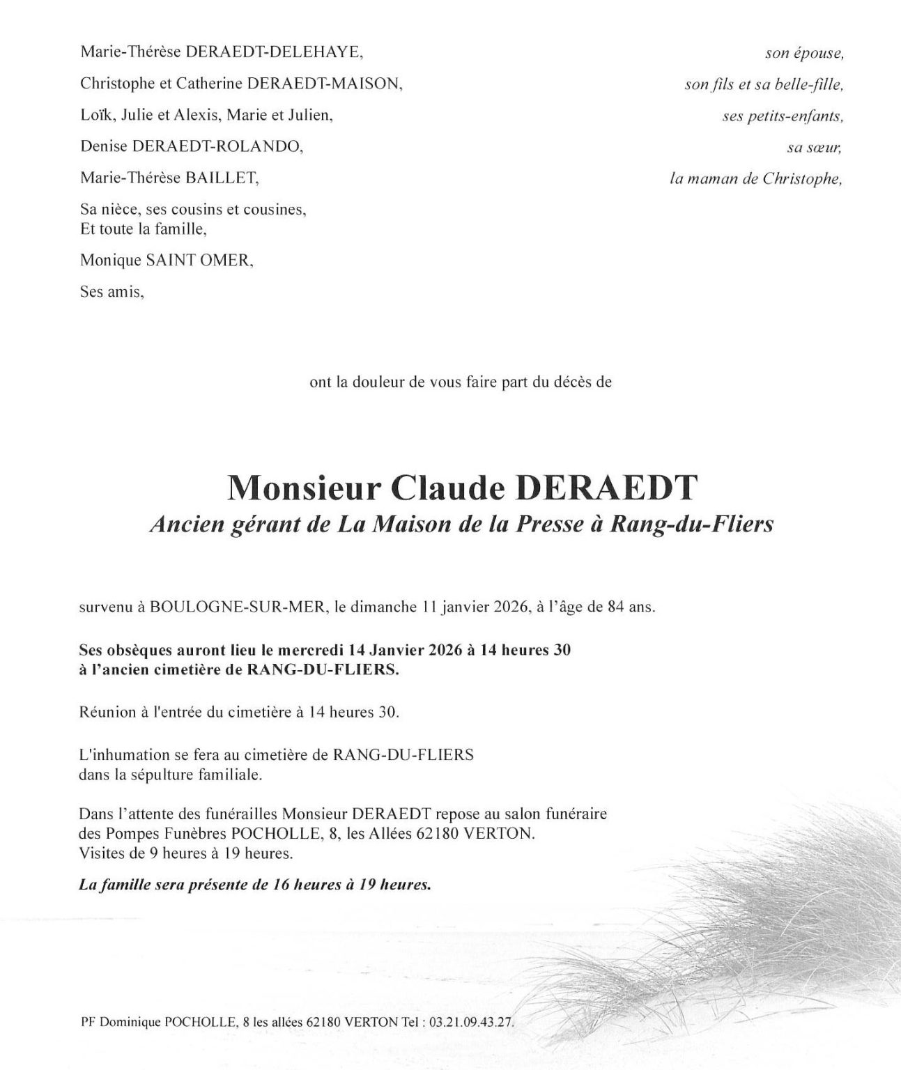 avis de décès rang du fliers