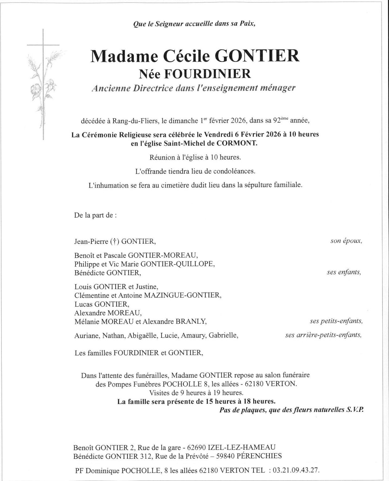 avis de décès pompes funèbres cormont
